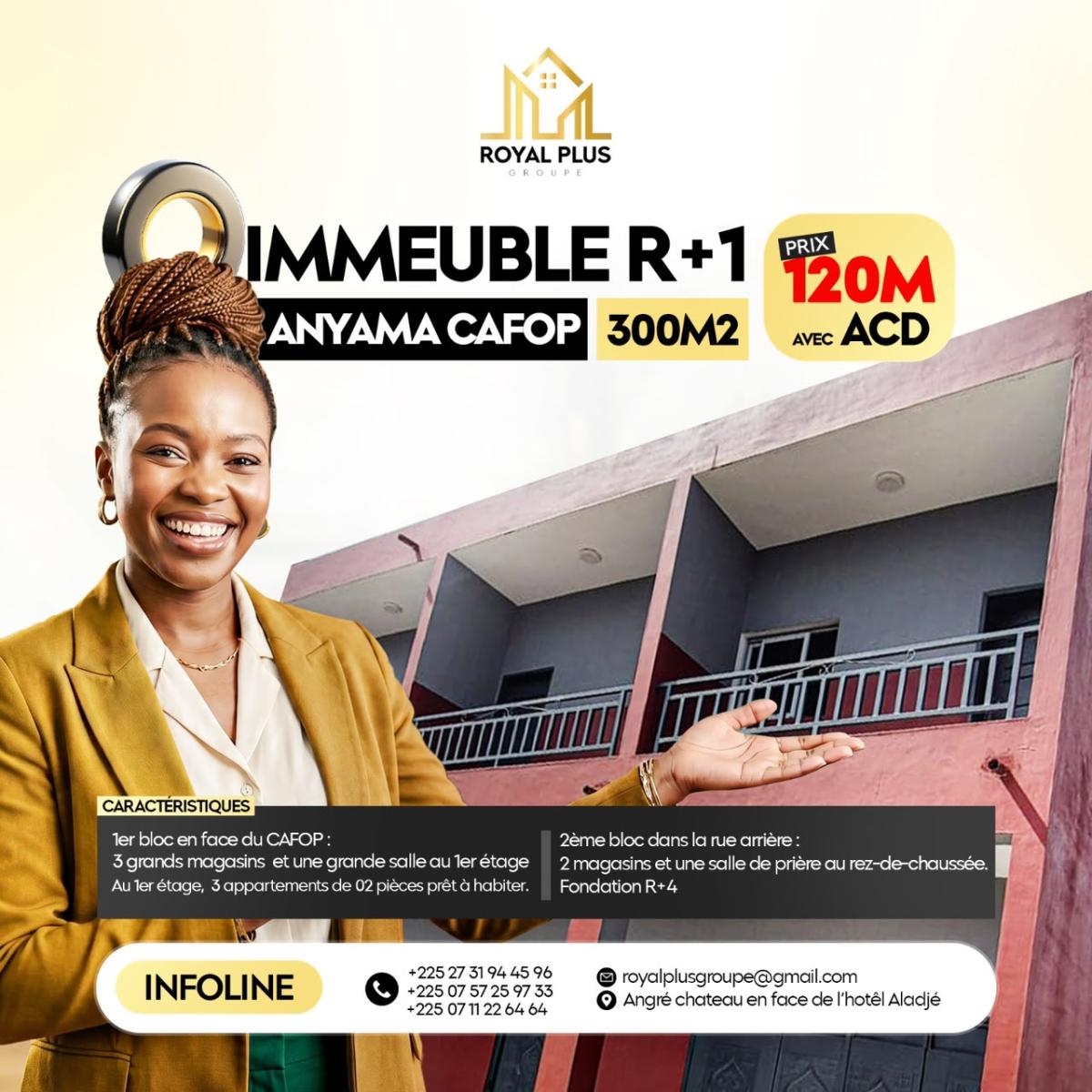 IMMEUBLE R+1 À VENDRE – ANYAMA CAFOP